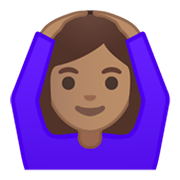 Émoji 🙆🏽‍♀️ Femme Faisant Un Geste D’acceptation : Peau Légèrement Mate sur Google Android 10.0.