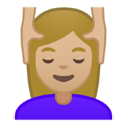💆🏼‍♀️ Emoji Mulher Recebendo Massagem Facial: Pele Morena Clara na Google Android 10.0.