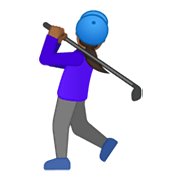 🏌🏾‍♀️ Emoji Mulher Golfista: Pele Morena Escura na Google Android 10.0.