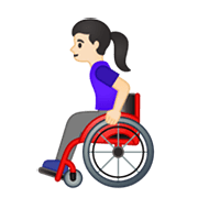 👩🏻‍🦽 Emoji Mulher Em Cadeira De Rodas Manual: Pele Clara na Google Android 10.0.