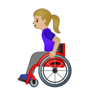 👩🏼‍🦽 Emoji Mulher Em Cadeira De Rodas Manual: Pele Morena Clara na Google Android 10.0.
