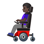 👩🏿‍🦼 Emoji Frau in elektrischem Rollstuhl: dunkle Hautfarbe Google Android 10.0.