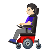 👩🏻‍🦼 Emoji Frau in elektrischem Rollstuhl: helle Hautfarbe Google Android 10.0.