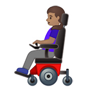 👩🏽‍🦼 Emoji Mulher Em Cadeira De Rodas Motorizada: Pele Morena na Google Android 10.0.