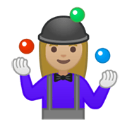 🤹🏼‍♀️ Emoji Mujer Haciendo Malabares: Tono De Piel Claro Medio en Google Android 10.0.