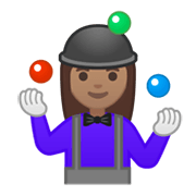Émoji 🤹🏽‍♀️ Jongleuse : Peau Légèrement Mate sur Google Android 10.0.