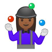 🤹🏾‍♀️ Emoji Mulher Malabarista: Pele Morena Escura na Google Android 10.0.
