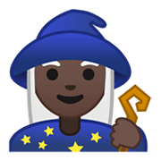Émoji 🧙🏿‍♀️ Mage Femme : Peau Foncée sur Google Android 10.0.