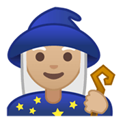 🧙🏼‍♀️ Emoji Maga: Tono De Piel Claro Medio en Google Android 10.0.