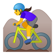 🚵‍♀️ Emoji Mujer En Bicicleta De Montaña en Google Android 10.0.