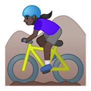 🚵🏿‍♀️ Emoji Mountainbikerin: dunkle Hautfarbe Google Android 10.0.