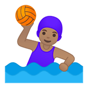 🤽🏽‍♀️ Emoji Mujer Jugando Al Waterpolo: Tono De Piel Medio en Google Android 10.0.