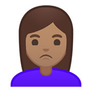 🙎🏽‍♀️ Emoji Mujer Haciendo Pucheros: Tono De Piel Medio en Google Android 10.0.