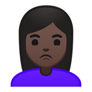 Emoji 🙎🏿‍♀️ Donna Imbronciata: Carnagione Scura su Google Android 10.0.