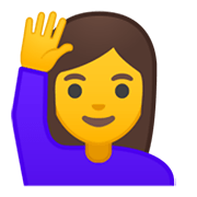 🙋‍♀️ Emoji Frau mit erhobenem Arm Google Android 10.0.