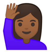 Émoji 🙋🏾‍♀️ Femme Qui Lève La Main : Peau Mate sur Google Android 10.0.
