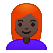 Émoji 👩🏿‍🦰 Femme : Peau Foncée Et Cheveux Roux sur Google Android 10.0.