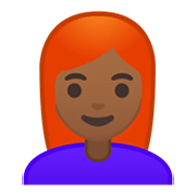 👩🏾‍🦰 Emoji Mulher: Pele Morena Escura E Cabelo Vermelho na Google Android 10.0.