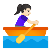 🚣🏻‍♀️ Emoji Frau im Ruderboot: helle Hautfarbe Google Android 10.0.