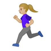 🏃🏼‍♀️ Emoji Mujer Corriendo: Tono De Piel Claro Medio en Google Android 10.0.