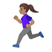 🏃🏽‍♀️ Emoji Mujer Corriendo: Tono De Piel Medio en Google Android 10.0.