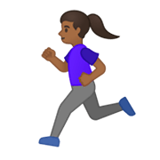 🏃🏾‍♀️ Emoji Mujer Corriendo: Tono De Piel Oscuro Medio en Google Android 10.0.