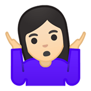 🤷🏻‍♀️ Emoji Mulher Dando De Ombros: Pele Clara na Google Android 10.0.