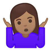 🤷🏽‍♀️ Emoji Mulher Dando De Ombros: Pele Morena na Google Android 10.0.
