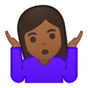 🤷🏾‍♀️ Emoji schulterzuckende Frau: mitteldunkle Hautfarbe Google Android 10.0.