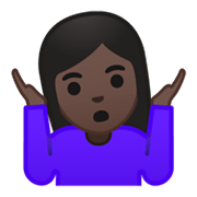 🤷🏿‍♀️ Emoji schulterzuckende Frau: dunkle Hautfarbe Google Android 10.0.