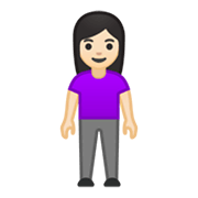 🧍🏻‍♀️ Emoji stehende Frau: helle Hautfarbe Google Android 10.0.
