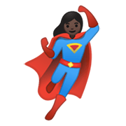 🦸🏿‍♀️ Emoji Superheroína: Tono De Piel Oscuro en Google Android 10.0.