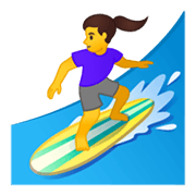 Emoji 🏄‍♀️ Surfista Donna su Google Android 10.0.