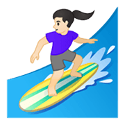 🏄🏻‍♀️ Emoji Mulher Surfista: Pele Clara na Google Android 10.0.