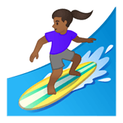 Émoji 🏄🏾‍♀️ Surfeuse : Peau Mate sur Google Android 10.0.