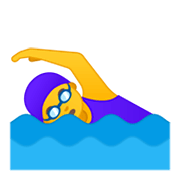 Emoji 🏊‍♀️ Nuotatrice su Google Android 10.0.