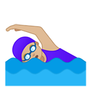 Emoji 🏊🏼‍♀️ Nuotatrice: Carnagione Abbastanza Chiara su Google Android 10.0.