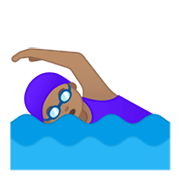🏊🏽‍♀️ Emoji Mujer Nadando: Tono De Piel Medio en Google Android 10.0.