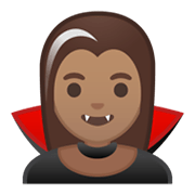 🧛🏽‍♀️ Emoji weiblicher Vampir: mittlere Hautfarbe Google Android 10.0.