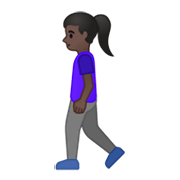 🚶🏿‍♀️ Emoji Mujer Caminando: Tono De Piel Oscuro en Google Android 10.0.