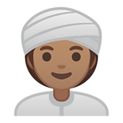 👳🏽‍♀️ Emoji Mulher Com Turbante: Pele Morena na Google Android 10.0.