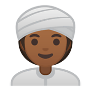 👳🏾‍♀️ Emoji Mujer Con Turbante: Tono De Piel Oscuro Medio en Google Android 10.0.