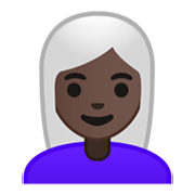 👩🏿‍🦳 Emoji Frau: dunkle Hautfarbe, weißes Haar Google Android 10.0.