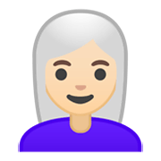 👩🏻‍🦳 Emoji Mulher: Pele Clara E Cabelo Branco na Google Android 10.0.