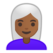 👩🏾‍🦳 Emoji Mulher: Pele Morena Escura E Cabelo Branco na Google Android 10.0.