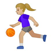 ⛹🏼‍♀️ Emoji Mujer Botando Un Balón: Tono De Piel Claro Medio en Google Android 10.0.
