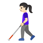 Emoji 👩🏻‍🦯 Donna Con Bastone Bianco Di Orientamento: Carnagione Chiara su Google Android 10.0.