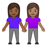 👩🏾‍🤝‍👩🏽 Emoji händchenhaltende Frauen: mitteldunkle Hautfarbe, mittlere Hautfarbe Google Android 10.0.