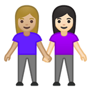 Émoji 👩🏼‍🤝‍👩🏻 Deux Femmes Se Tenant La Main : Peau Moyennement Claire Et Peau Claire sur Google Android 10.0.