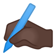 ✍🏿 Emoji Mano Escribiendo: Tono De Piel Oscuro en Google Android 10.0.